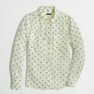 J. Crew Factory Cream Polka Dot Blouse